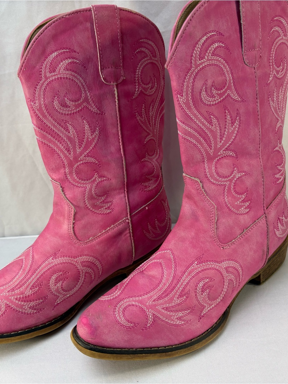 KIDS SIZE 3 Roper Pink Embroidered Western Lace-Up Boots